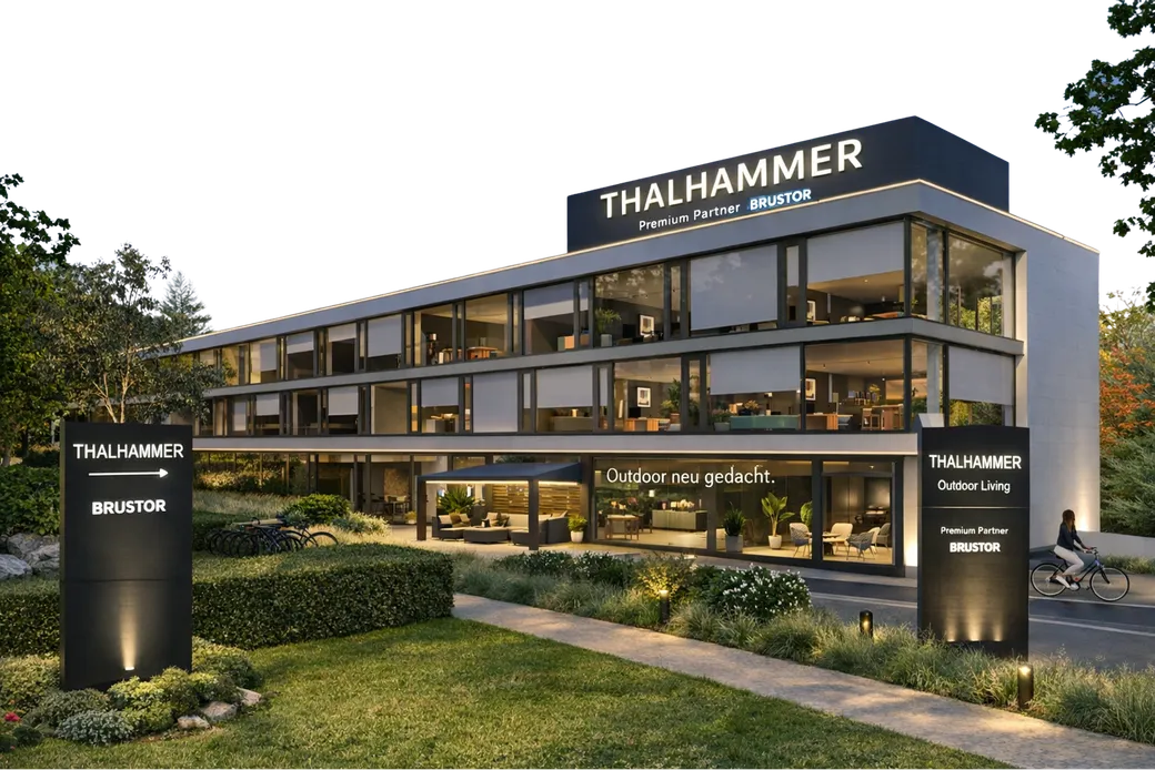 Firmengebäude von Thalhammer Metallbau in Birmenstorf bei Dämmerung